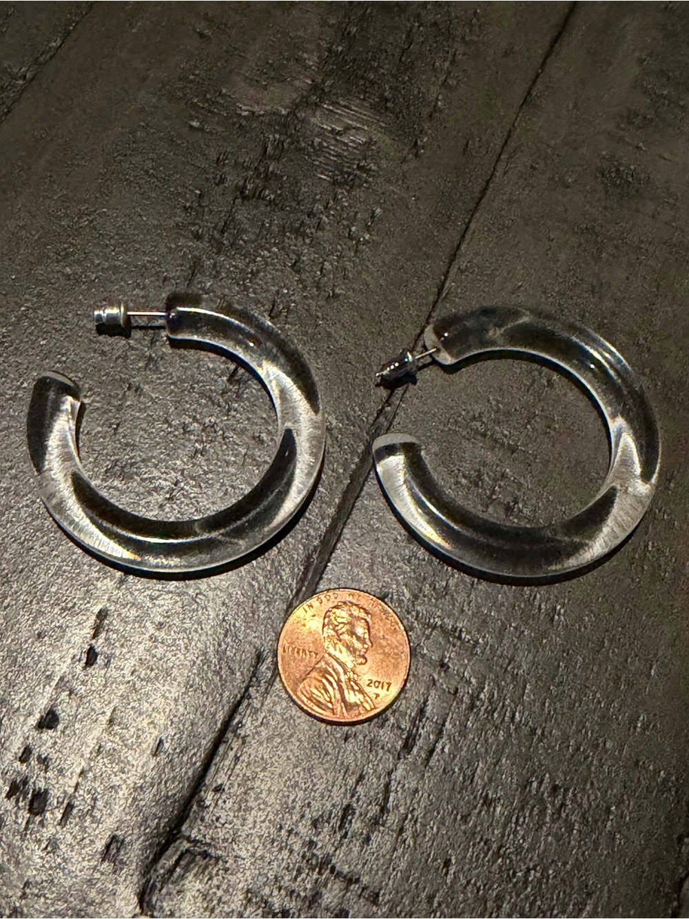 Vintage Clear Lucite Hoop Earrings - Minimal Women Jewelry